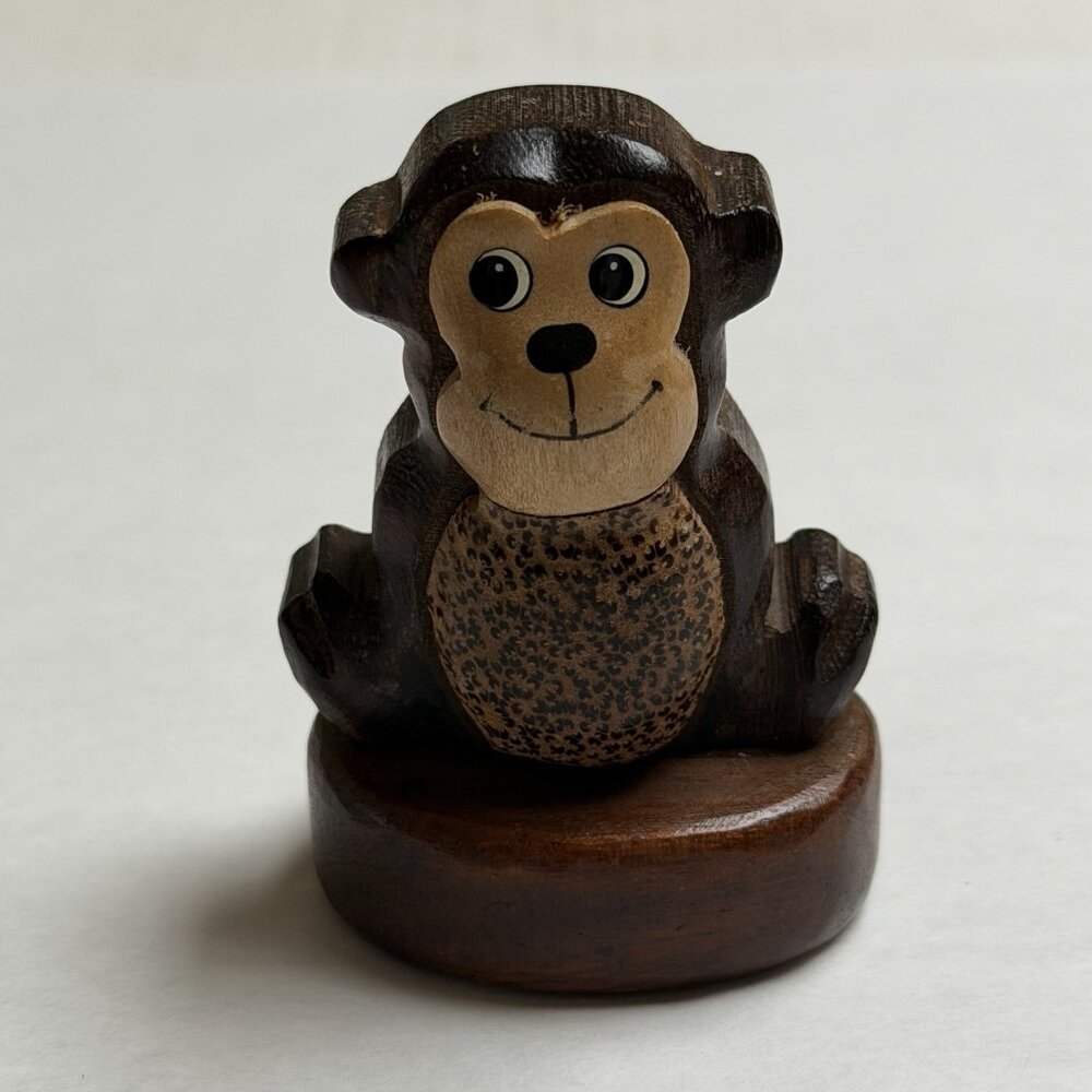 Carved Wooden Monkey Pencil Sharpener Office Decor Gift‎